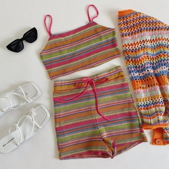 Mollie Crochet Cami Crop Top and Short Set - Picture 2 of 4